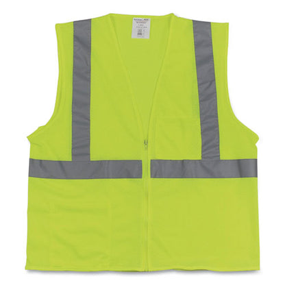 Ansi Class 2 Two-pocket Zipper Mesh Safety Vest, Large, Hi-viz Lime Yellow