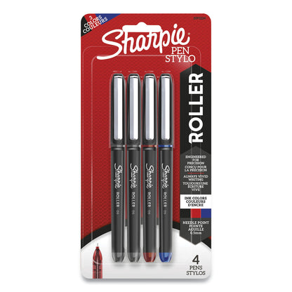 Professional Design Roller Ball Pen, Stick, Fine 0.5 Mm, Assorted Ink And Barrel Colors, 4/pack