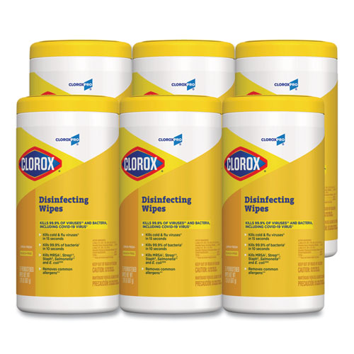 Disinfecting Wipes, 1-ply, 7 X 8, Lemon Fresh, White, 75/canister, 6/carton