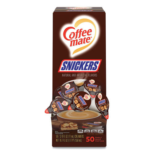 Liquid Coffee Creamer, Snickers, 0.38 Oz Mini Cups, 50 Cups/box