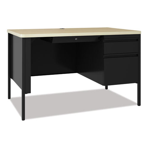 Teachers Pedestal Desks, One Right-hand Pedestal: Box/file Drawers, 48" X 30" X 29.5", Maple/black