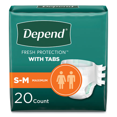 Incontinence Protection With Tabs, Small/medium, 19" To 34" Waist, 20/pack, 3 Packs/carton