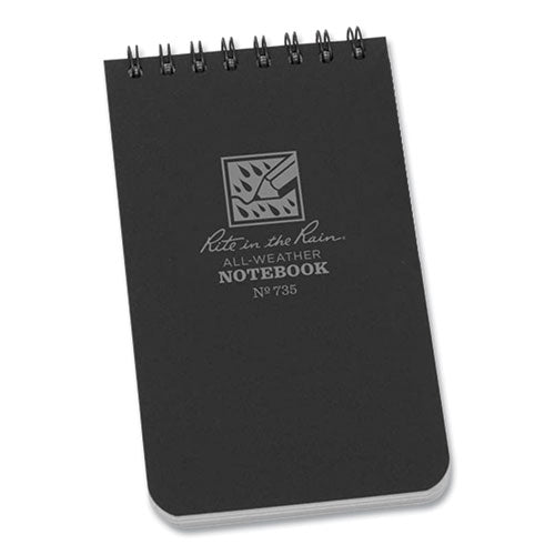 All-weather Wire-o Notepad, Universal: Narrow Rule And Quadrille Rule, Black Cover, 50 White 3 X 5 Sheets