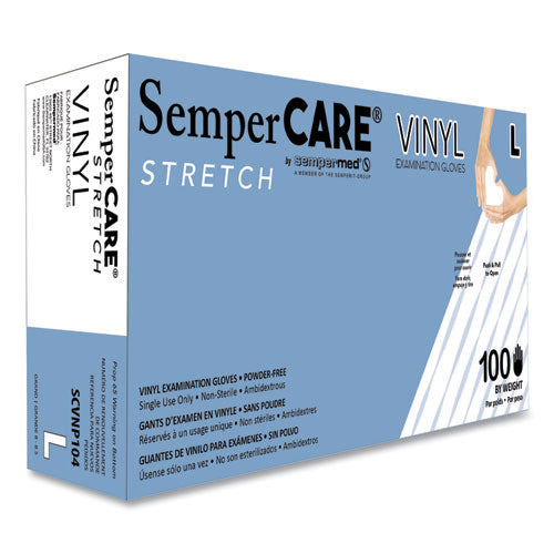 Stretch Vinyl Examination Gloves, Cream, Large, 100/box, 10 Boxes/carton