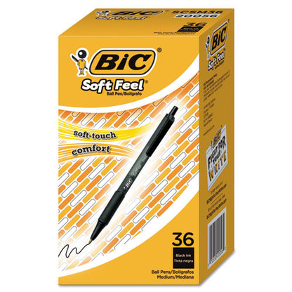 Soft Feel Ballpoint Pen Value Pack, Retractable, Medium 1 Mm, Black Ink, Black Barrel, 36/pack