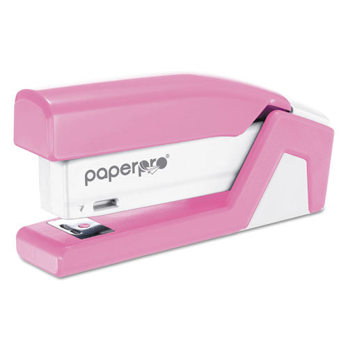 Incourage Spring-powered Compact Stapler With Antimicrobial Protection, 20-sheet Capacity, Pink/gray