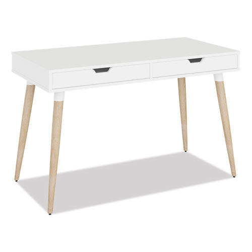 Scandinavian Writing Desk, 47.24" X 23.62" X 29.53", White/beigewood