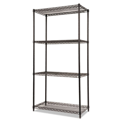 Nsf Certified Industrial Four-shelf Wire Shelving Kit, 36w X 18d X 72h, Black