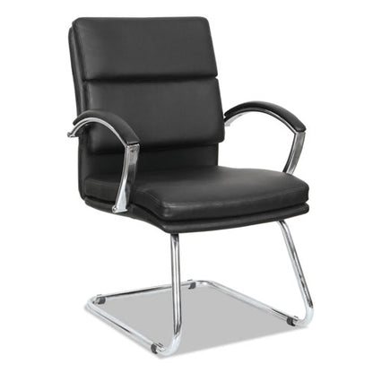 Alera Neratoli Slim Profile Stain-resistant Faux Leather Guest Chair, 23.81" X 27.16" X 36.61", Black Seat/back, Chrome Base