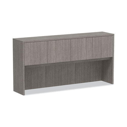 Alera Valencia Series Hutch With Doors, 4 Compartments, 70.63w X 15d X 35.38h, Gray