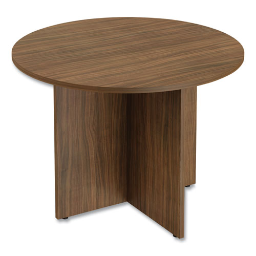 Alera Valencia Round Conference Table With Legs, 42" Diameter X 29.5h, Modern Walnut