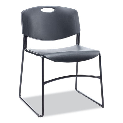 Alera Resin Stacking Chair, Supports Up To 275 Lb, 18.50" Seat Height, Black Seat, Black Back, Black Base, 4/carton