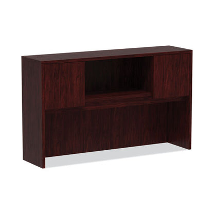 Alera Valencia Series Hutch With Doors, 4 Compartments, 58.88w X 15d X 35.38h, Mahogany