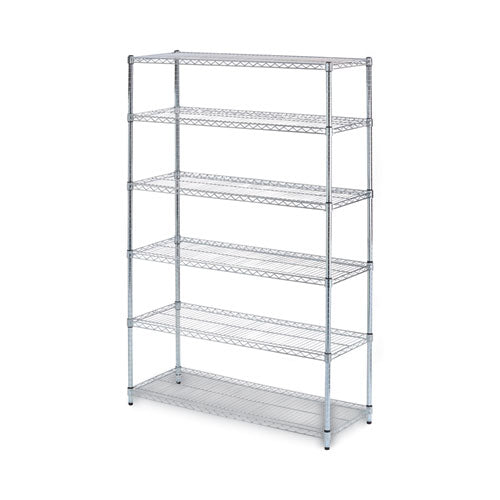 Nsf Certified 6-shelf Wire Shelving Kit, 48w X 18d X 72h, Silver