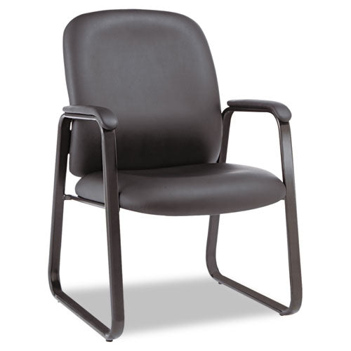 Alera Genaro Bonded Leather High-back Guest Chair, 24.60" X 24.80" X 36.61", Black Seat, Black Back, Black Base