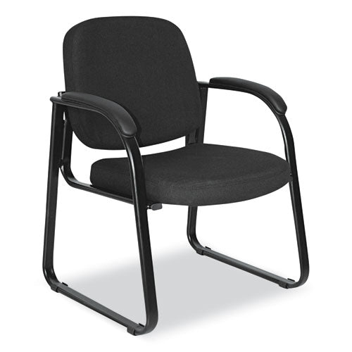 Alera Genaro Series Fabric Half-back Sled Base Guest Chair, 25" X 24.80" X 33.66", Black Seat, Black Back, Black Base