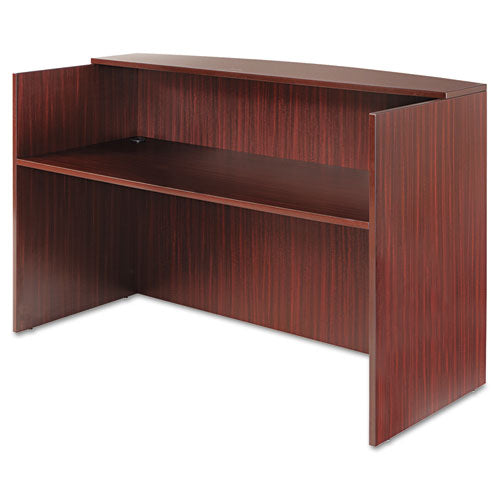 Alera Valencia Series Reception Desk With Transaction Counter, 71" X 35.5" X 29.5" To 42.5", Mahogany