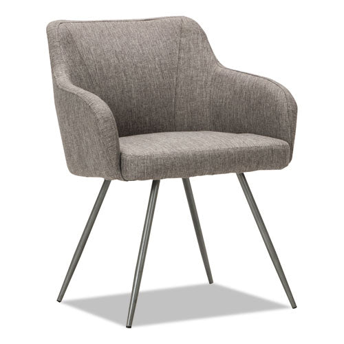 Alera Captain Series Guest Chair, 23.8" X 24.6" X 30.1", Gray Tweed Seat, Gray Tweed Back, Chrome Base