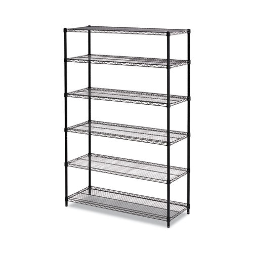 Nsf Certified 6-shelf Wire Shelving Kit, 48w X 18d X 72h, Black