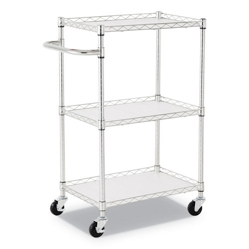 Three-shelf Wire Cart With Liners, Metal, 3 Shelves, 450 Lb Capacity, 24" X 16" X 39", Silver