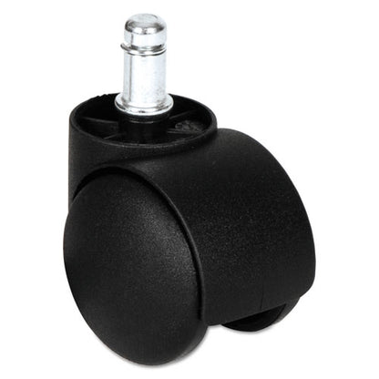 Dual Wheel Hooded Casters, Grip Ring Type B Stem, 1.5" Hard Nylon Wheel, Matte Black, 5/set