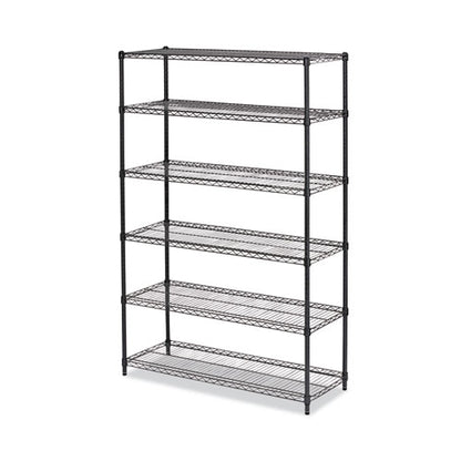 Nsf Certified 6-shelf Wire Shelving Kit, 48w X 18d X 72h, Black Anthracite