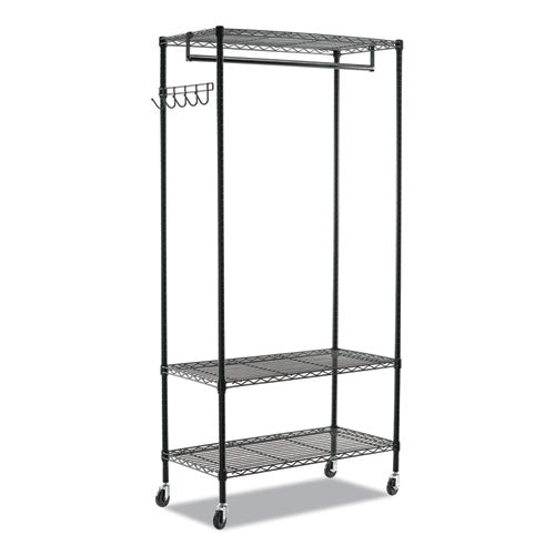 Wire Shelving Garment Rack, 40 Garments, 48w X 18d X 75h, Black