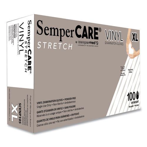 Stretch Vinyl Examination Gloves, Cream, X-large, 100/box