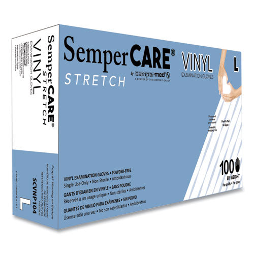 Stretch Vinyl Examination Gloves, Cream, Large, 100/box