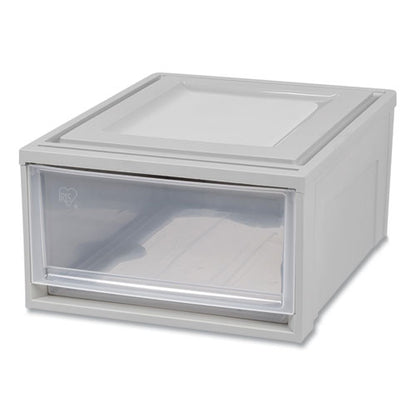 Stackable Storage Drawer, 7.75 Gal, 15.75" X 19.62" X 9", Gray/translucent Frost