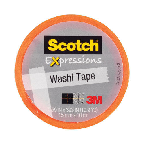 Expressions Washi Tape, 1.25" Core, 0.59" X 32.75 Ft, Orange