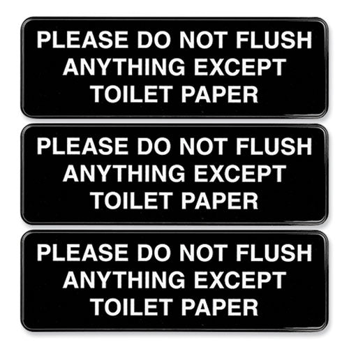 Please Do Not Flush Indoor/outdoor Wall Sign, 9" X 3", Black Face, White Graphics, 3/pack