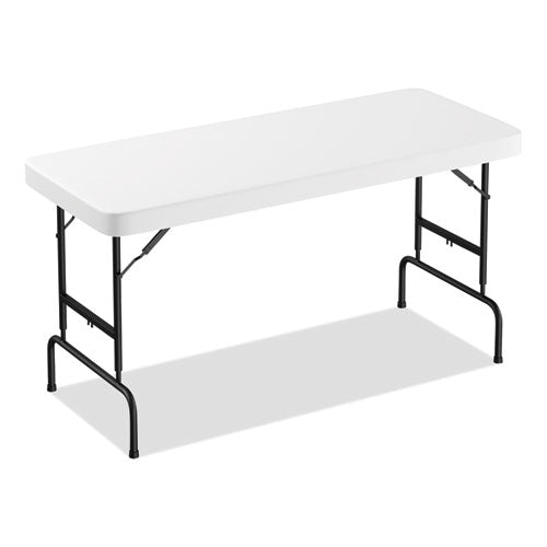 Adjustable Height Plastic Folding Table, Rectangular, 72w X 29.63d X 29.25 To 37.13h, White