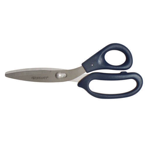 Power Pivot Shears, 8" Long, 3.5" Cut Length, Blue Straight Handle