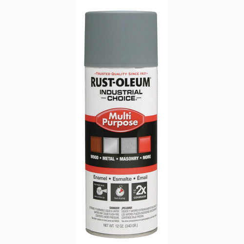 Industrial Choice 1600 System Multi-purpose Enamel Spray Paint, Flat Gray, 12 Oz Aerosol Can, 6/carton