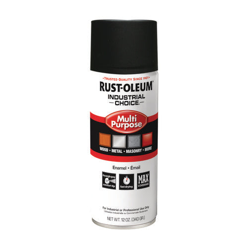 Industrial Choice 1600 System Multi-purpose Enamel Spray Paint, Ultra-flat Black, 12 Oz Aerosol Can, 6/carton