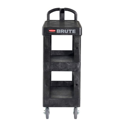 Brute 3-shelf Heavy-duty Ergo Flat Utility Cart, Resin, 3 Shelves, 600 Lb Capacity, 25.24" X 48.63" X 46.18", Black