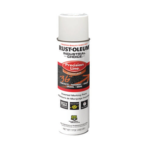 Industrial Choice M1600 System Solvent-based Precision Line Marking Paint, Flat White, 17 Oz Aerosol Can, 12/carton