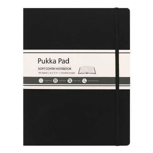 Soft Cover Notebook, College Rule, Black Cover, (96) 11 X 8.5 Sheets