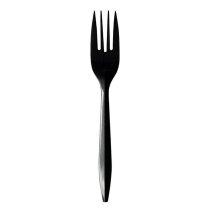 Mediumweight Polypropylene Cutlery, Fork, Black, 1,000/carton