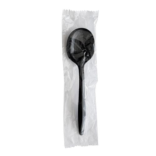 Heavyweight Polypropylene Cutlery, Soup Spoon, Black, 1,000/carton