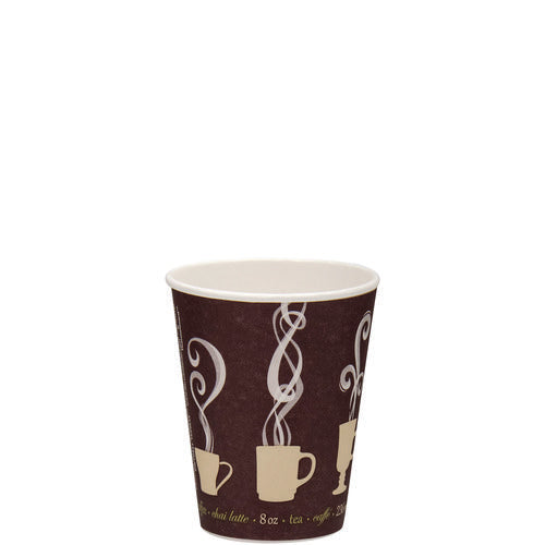 Thermoguard Insulated Paper Hot Cups, 8 Oz, Steam Print Design, 1,000/carton