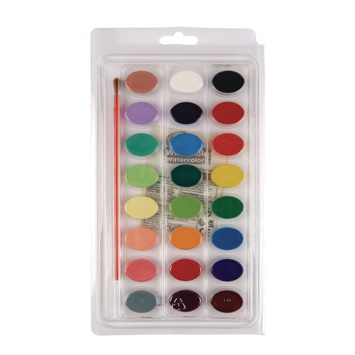 Washable Watercolor Paint, 24 Assorted Colors, Palette Tray