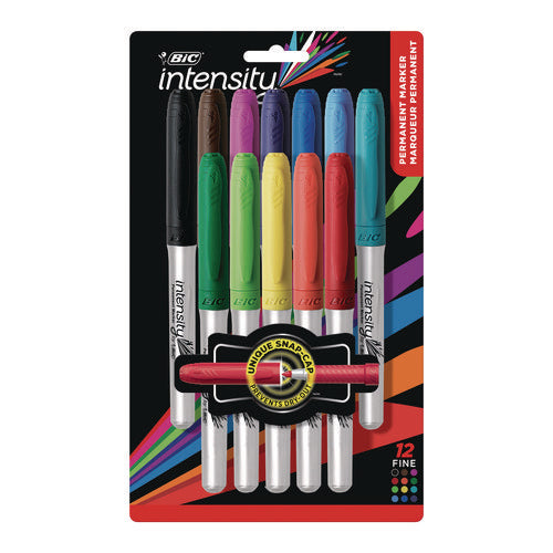 Intensity Fine Tip Permanent Marker, Fine Bullet Tip, Assorted Colors, Dozen