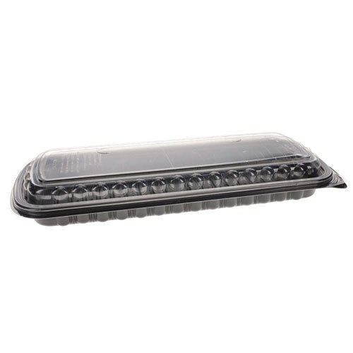 Mealmaster Rib Container Base/lid, 16.6 X 7.3 X 2.3, Black/clear Plastic, 80/carton