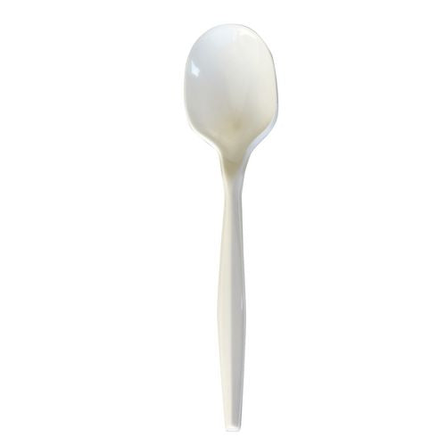 Mediumweight Polypropylene Cutlery, Soup Spoon, White, 1,000/carton