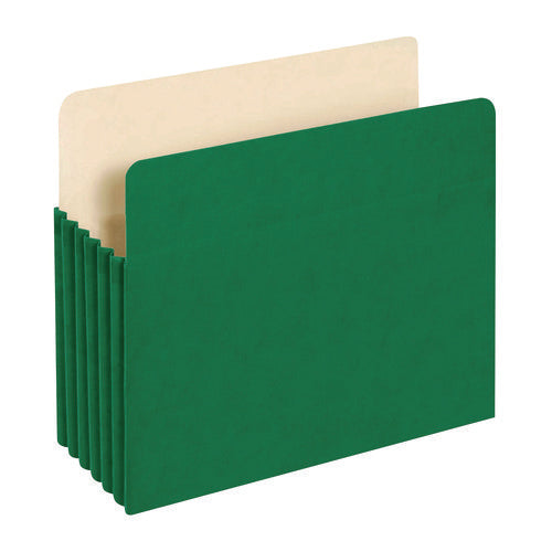 Reinforced File Pocket, 5.25" Expansion, Letter Size, Green, 10/box