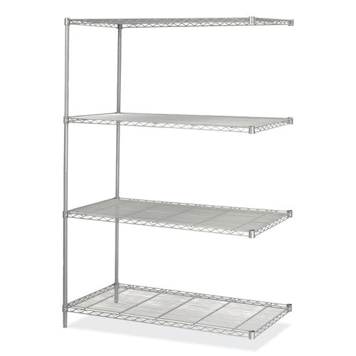 Industrial Add-on Unit, Four-shelf, 48w X 24d X 72h, Steel, Metallic Gray