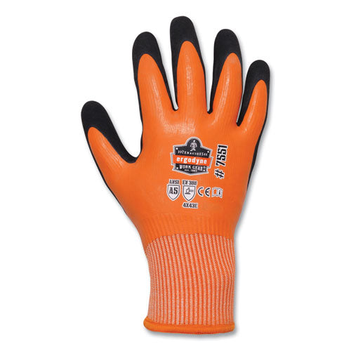 Proflex 7551-case Ansi A5 Coated Waterproof Cr Gloves, Orange, 2x-large, 144 Pairs/carton