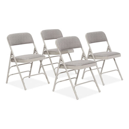 2300 Series Fabric Triple Brace Double Hinge Premium Folding Chair, Supports Up To 500 Lb, Greystone, 4/carton